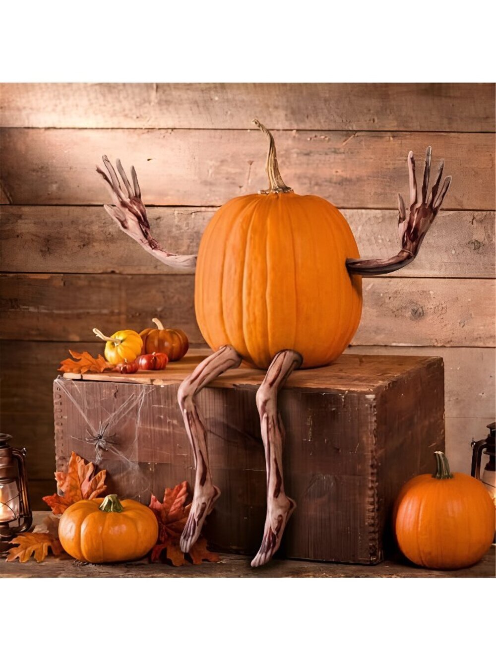 4 Pcs Halloween Blood Skin Pumpkin Arms and Legs Bendable Decor